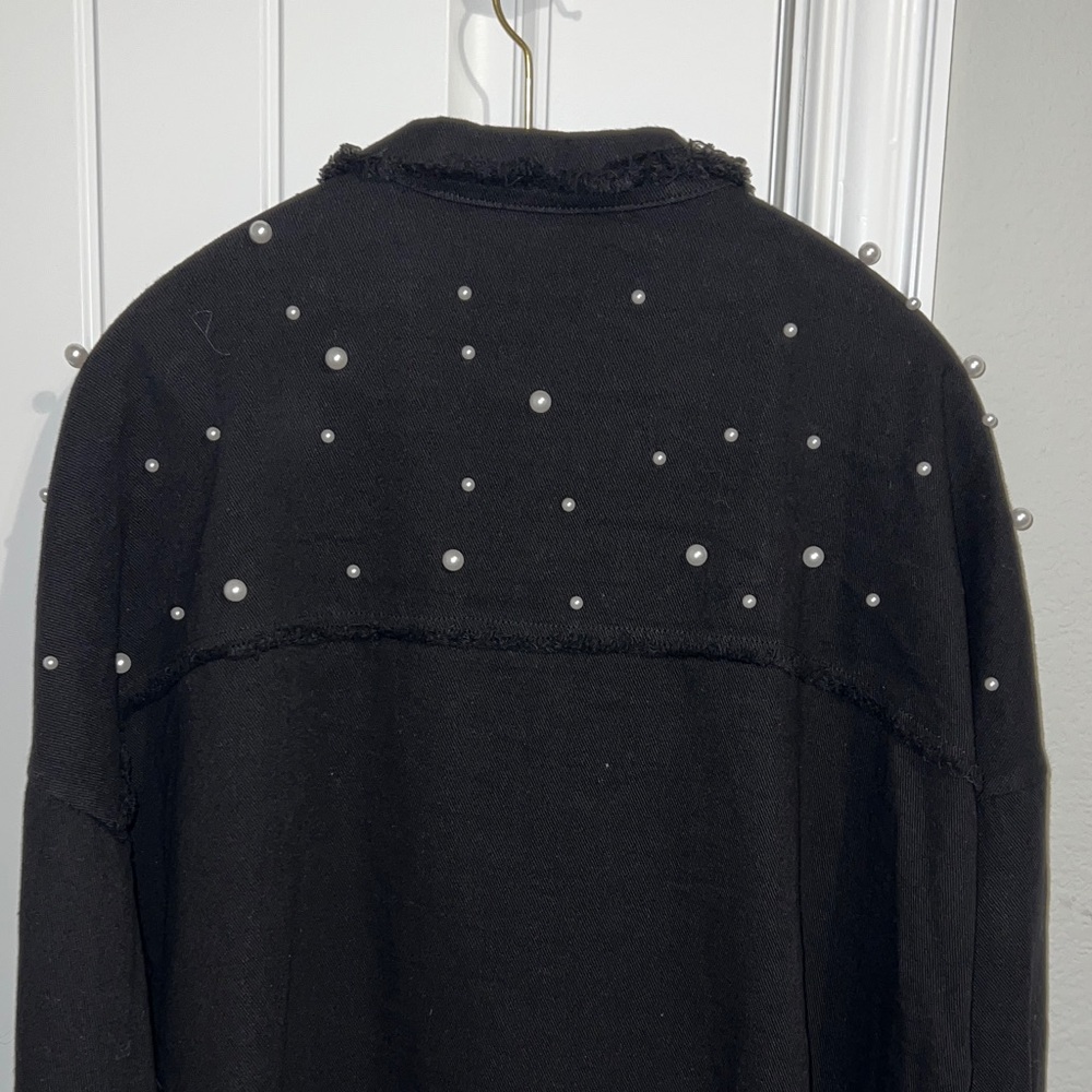 SHEIN Black Denim Jacket with Pearls!! - Picture 9 of 11